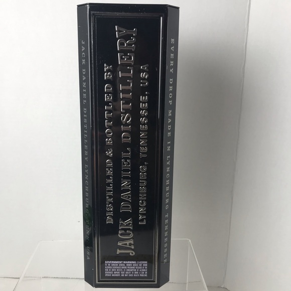 Jack Daniels Tennessee Whiskey EMPTY Tin BLACK Top Opening Gift Box No 7 - Picture 4 of 16